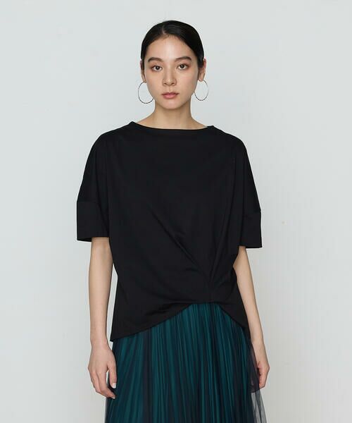 COMME CA COMFORT / コムサ・コンフォート(Lサイズ) カットソー | 〔 +サイズ 〕 プレーティング天竺 ワンタックプルオーバー(05:ブラック)