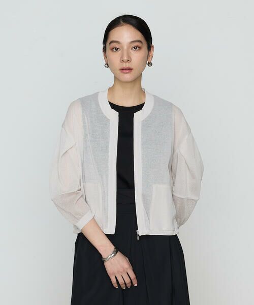 COMME CA COMFORT / コムサ・コンフォート（Lサイズ） カーディガン・ボレロ | 〔 +サイズ 〕 オーガニックコットン×リサイクルPe シアーブルゾン | 詳細3