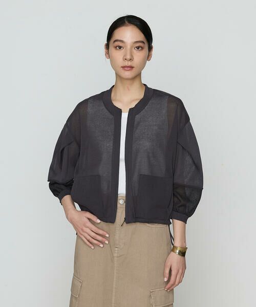 COMME CA COMFORT / コムサ・コンフォート（Lサイズ） カーディガン・ボレロ | 〔 +サイズ 〕 オーガニックコットン×リサイクルPe シアーブルゾン | 詳細7