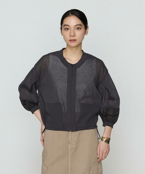 COMME CA COMFORT / コムサ・コンフォート（Lサイズ） カーディガン・ボレロ | 〔 +サイズ 〕 オーガニックコットン×リサイクルPe シアーブルゾン | 詳細8