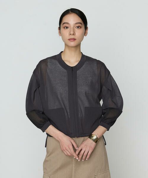 COMME CA COMFORT / コムサ・コンフォート（Lサイズ） カーディガン・ボレロ | 〔 +サイズ 〕 オーガニックコットン×リサイクルPe シアーブルゾン | 詳細9