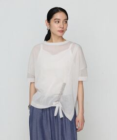 COMME CA COMFORT / コムサ・コンフォート（Lサイズ） ニット・セーター | 〔 +サイズ 〕 オーガニックコットン×リサイクルPe ドローストリングシアーセーター