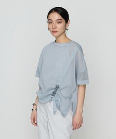 COMME CA COMFORT / コムサ・コンフォート（Lサイズ） ニット・セーター | 〔 +サイズ 〕 オーガニックコットン×リサイクルPe ドローストリングシアーセーター