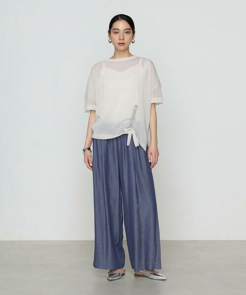 COMME CA COMFORT / コムサ・コンフォート（Lサイズ） ニット・セーター | 〔 +サイズ 〕 オーガニックコットン×リサイクルPe ドローストリングシアーセーター | 詳細1