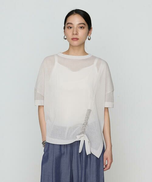 COMME CA COMFORT / コムサ・コンフォート（Lサイズ） ニット・セーター | 〔 +サイズ 〕 オーガニックコットン×リサイクルPe ドローストリングシアーセーター | 詳細3