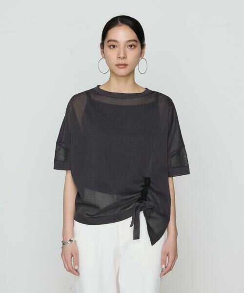 COMME CA COMFORT / コムサ・コンフォート（Lサイズ） ニット・セーター | 〔 +サイズ 〕 オーガニックコットン×リサイクルPe ドローストリングシアーセーター | 詳細10