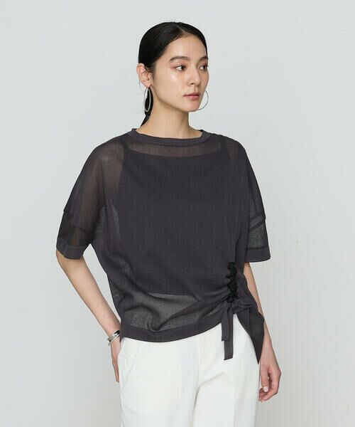 COMME CA COMFORT / コムサ・コンフォート（Lサイズ） ニット・セーター | 〔 +サイズ 〕 オーガニックコットン×リサイクルPe ドローストリングシアーセーター | 詳細7