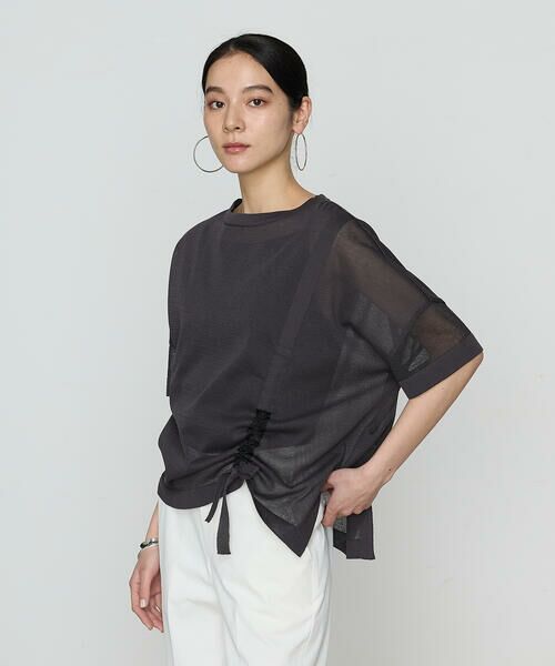 COMME CA COMFORT / コムサ・コンフォート（Lサイズ） ニット・セーター | 〔 +サイズ 〕 オーガニックコットン×リサイクルPe ドローストリングシアーセーター | 詳細8