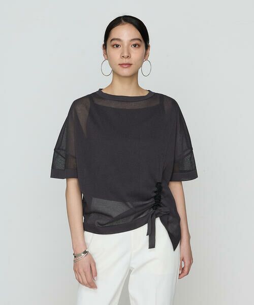 COMME CA COMFORT / コムサ・コンフォート（Lサイズ） ニット・セーター | 〔 +サイズ 〕 オーガニックコットン×リサイクルPe ドローストリングシアーセーター | 詳細9