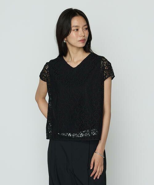 COMME CA COMFORT / コムサ・コンフォート（Lサイズ） シャツ・ブラウス | 〔 TALLサイズ 〕 リーフ柄ラッセルレース ブラウス | 詳細16