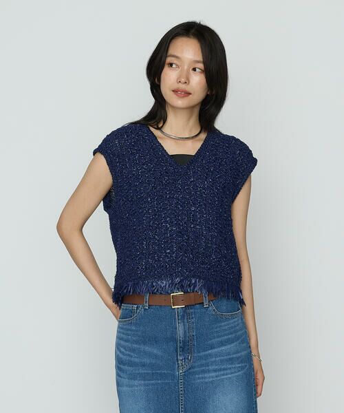 COMME CA COMFORT / コムサ・コンフォート（Lサイズ） ニット・セーター | 〔 TALLサイズ 〕 サマーツイードニット ジレ | 詳細5