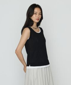 COMME CA COMFORT / コムサ・コンフォート（Lサイズ） タンクトップ | 〔 TALLサイズ 〕 強撚ガステレコ／オーガニック レイヤードタンクトップ