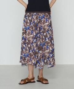 COMME CA COMFORT / コムサ・コンフォート（Lサイズ） ロング・マキシ丈スカート | 〔 TALLサイズ 〕 強撚カッセンアートプリント ハンカチーフヘムスカート