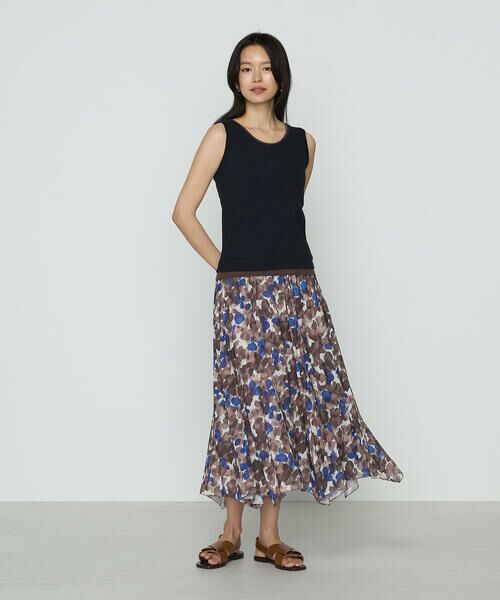 COMME CA COMFORT / コムサ・コンフォート（Lサイズ） ロング・マキシ丈スカート | 〔 TALLサイズ 〕 強撚カッセンアートプリント ハンカチーフヘムスカート | 詳細1