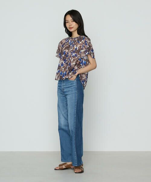 COMME CA COMFORT / コムサ・コンフォート（Lサイズ） シャツ・ブラウス | 〔 TALLサイズ 〕 強撚カッセンアートプリント フロントタックブラウス | 詳細1