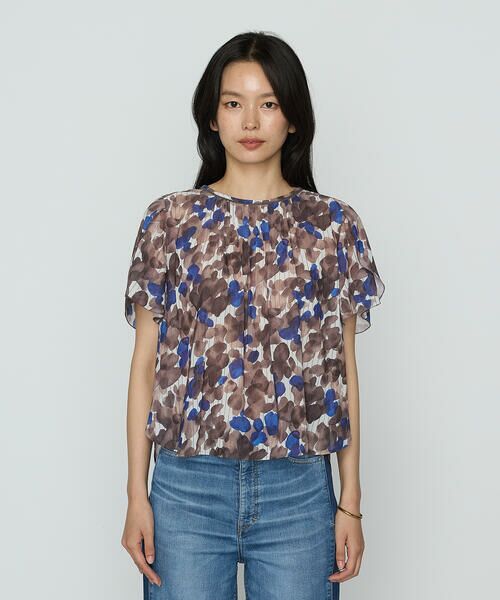 COMME CA COMFORT / コムサ・コンフォート（Lサイズ） シャツ・ブラウス | 〔 TALLサイズ 〕 強撚カッセンアートプリント フロントタックブラウス | 詳細3