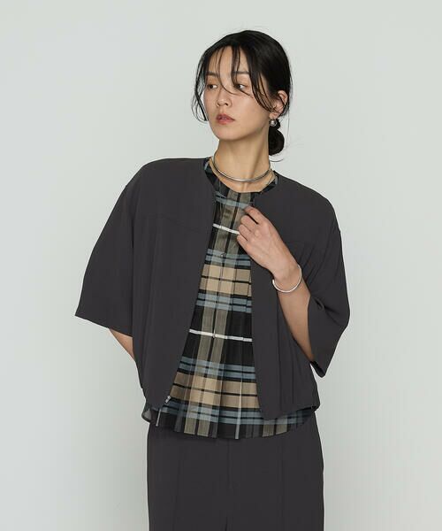 TALLサイズ 〕 バックサテンジョーゼット ハーフスリーブ