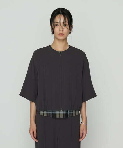 TALLサイズ 〕 バックサテンジョーゼット ハーフスリーブ