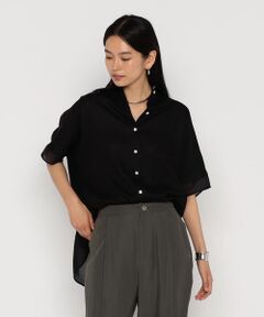 COMME CA COMFORT / コムサ・コンフォート（Lサイズ） シャツ・ブラウス | 〔 +サイズ 〕 麻調合繊 シアーブラウス