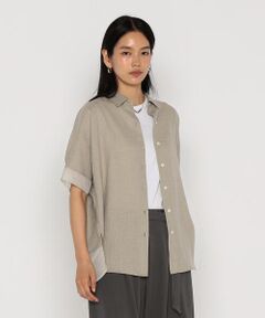 COMME CA COMFORT / コムサ・コンフォート（Lサイズ） シャツ・ブラウス | 〔 +サイズ 〕 麻調合繊 シアーブラウス