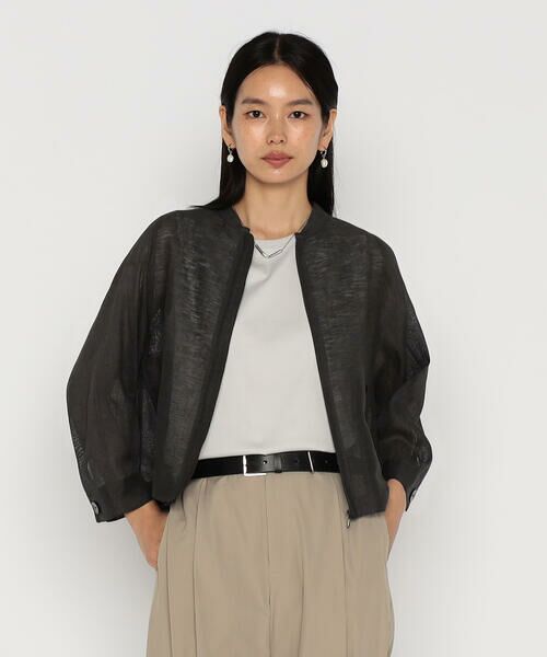 サイズ 〕 綿麻からみ 麻メッシュブルゾン （ブルゾン）｜COMME