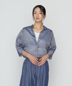 COMME CA COMFORT / コムサ・コンフォート（Lサイズ） シャツ・ブラウス | 〔 +サイズ 〕 ラミーシャンブレー シアーシャツ