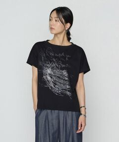 COMME CA COMFORT / コムサ・コンフォート（Lサイズ） Tシャツ | 〔 +サイズ 〕 プレーティング天竺 プリントTシャツ