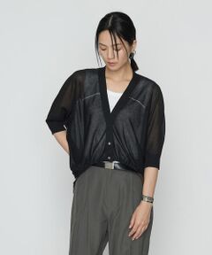 COMME CA COMFORT / コムサ・コンフォート（Lサイズ） カーディガン・ボレロ | 〔 +サイズ 〕 シャイニーシアーヤーン ドロストシアーショートカーデ