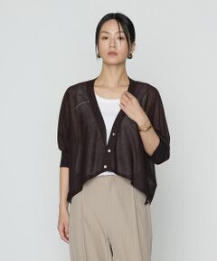 COMME CA COMFORT / コムサ・コンフォート（Lサイズ） カーディガン・ボレロ | 〔 +サイズ 〕 シャイニーシアーヤーン ドロストシアーショートカーデ