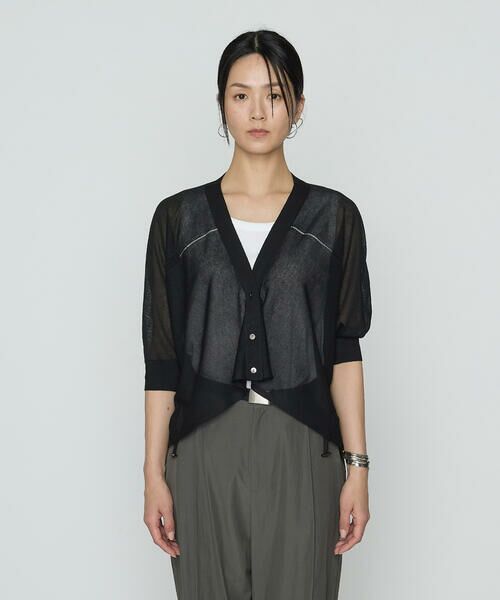 COMME CA COMFORT / コムサ・コンフォート（Lサイズ） カーディガン・ボレロ | 〔 +サイズ 〕 シャイニーシアーヤーン ドロストシアーショートカーデ | 詳細5