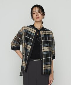 COMME CA COMFORT / コムサ・コンフォート（Lサイズ） シャツ・ブラウス | 〔 TALLサイズ 〕 シルクドビーチェックビックシルエットシャツ羽織