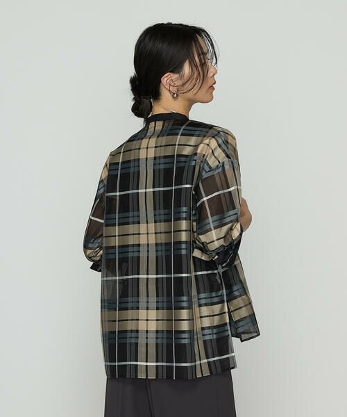COMME CA COMFORT / コムサ・コンフォート（Lサイズ） シャツ・ブラウス | 〔 TALLサイズ 〕 シルクドビーチェックビックシルエットシャツ羽織 | 詳細5