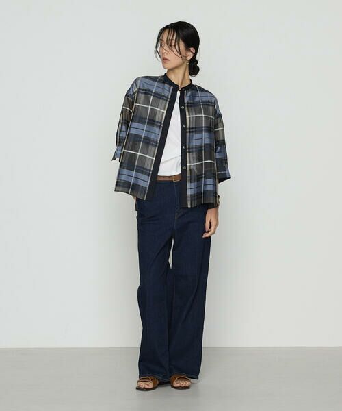 COMME CA COMFORT / コムサ・コンフォート（Lサイズ） シャツ・ブラウス | 〔 TALLサイズ 〕 シルクドビーチェックビックシルエットシャツ羽織 | 詳細12
