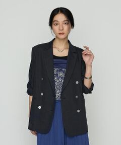 COMME CA COMFORT / コムサ・コンフォート（Lサイズ） その他アウター | 〔 TALLサイズ 〕 リネンストレッチ ダブルブレストジャケット