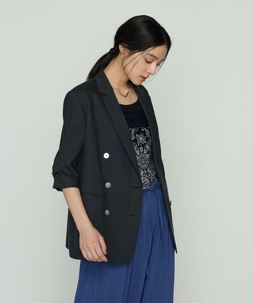 COMME CA COMFORT / コムサ・コンフォート（Lサイズ） その他アウター | 〔 TALLサイズ 〕 リネンストレッチ ダブルブレストジャケット | 詳細4