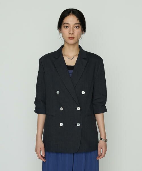 COMME CA COMFORT / コムサ・コンフォート（Lサイズ） その他アウター | 〔 TALLサイズ 〕 リネンストレッチ ダブルブレストジャケット | 詳細5