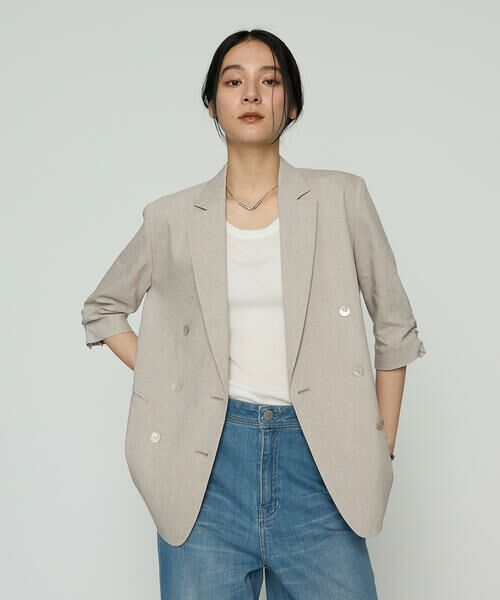 COMME CA COMFORT / コムサ・コンフォート（Lサイズ） その他アウター | 〔 TALLサイズ 〕 リネンストレッチ ダブルブレストジャケット | 詳細19