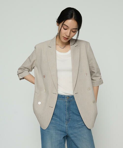 COMME CA COMFORT / コムサ・コンフォート（Lサイズ） その他アウター | 〔 TALLサイズ 〕 リネンストレッチ ダブルブレストジャケット | 詳細17