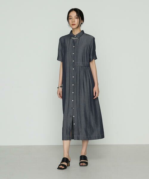 COMME CA COMFORT / コムサ・コンフォート（Lサイズ） ロング・マキシ丈ワンピース | 〔 +サイズ 〕 オトナシャンブレー 切替アシメワンピース | 詳細2