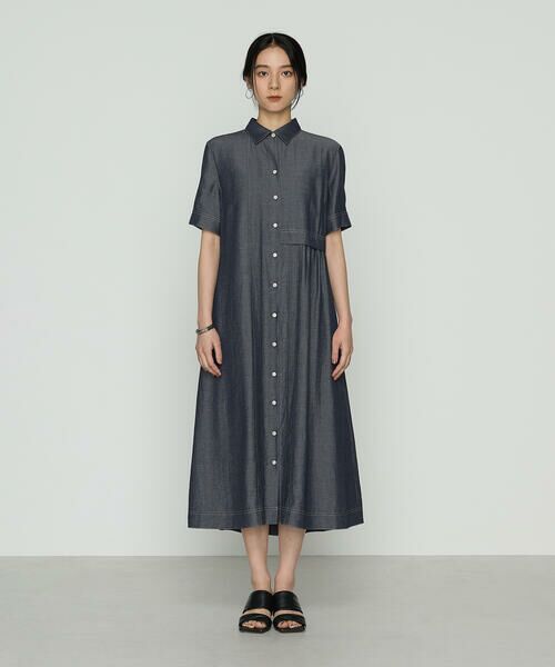 COMME CA COMFORT / コムサ・コンフォート（Lサイズ） ロング・マキシ丈ワンピース | 〔 +サイズ 〕 オトナシャンブレー 切替アシメワンピース | 詳細4