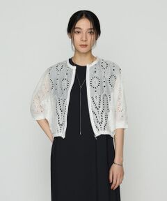 COMME CA COMFORT / コムサ・コンフォート（Lサイズ） ブルゾン | 〔 +サイズ 〕 エンブロイダリー ラミー刺繍ブルゾン