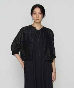 COMME CA COMFORT / コムサ・コンフォート（Lサイズ） ブルゾン | 〔 +サイズ 〕 エンブロイダリー ラミー刺繍ブルゾン