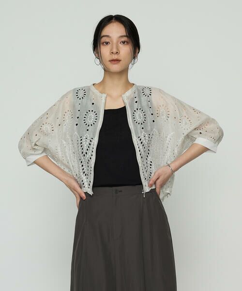 COMME CA COMFORT / コムサ・コンフォート（Lサイズ） ブルゾン | 〔 +サイズ 〕 エンブロイダリー ラミー刺繍ブルゾン | 詳細5