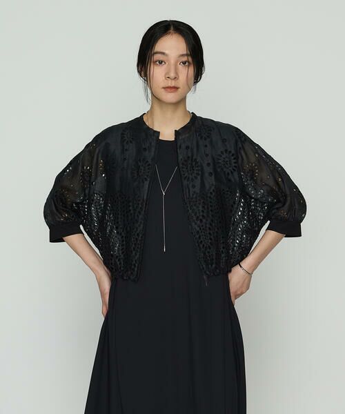 COMME CA COMFORT / コムサ・コンフォート（Lサイズ） ブルゾン | 〔 +サイズ 〕 エンブロイダリー ラミー刺繍ブルゾン | 詳細8