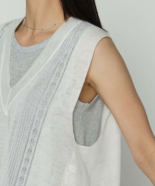 COMME CA COMFORT / コムサ・コンフォート（Lサイズ） ニット・セーター | 〔 +サイズ 〕 ハイグレードラミー シアー×ラメレースベスト | 詳細7