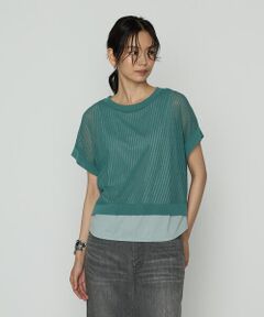 COMME CA COMFORT / コムサ・コンフォート（Lサイズ） その他トップス | 〔 TALLサイズ 〕 透かし編みレース柄 レイヤードニット