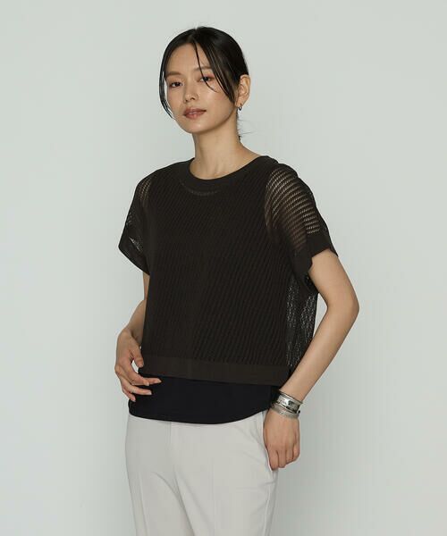 COMME CA COMFORT / コムサ・コンフォート（Lサイズ） その他トップス | 〔 TALLサイズ 〕 透かし編みレース柄 レイヤードニット | 詳細2