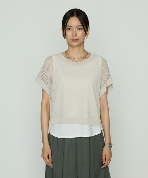 COMME CA COMFORT / コムサ・コンフォート（Lサイズ） その他トップス | 〔 TALLサイズ 〕 透かし編みレース柄 レイヤードニット | 詳細6