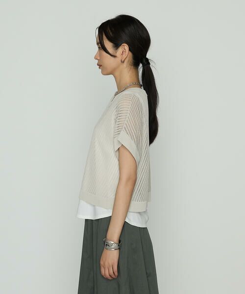 COMME CA COMFORT / コムサ・コンフォート（Lサイズ） その他トップス | 〔 TALLサイズ 〕 透かし編みレース柄 レイヤードニット | 詳細7