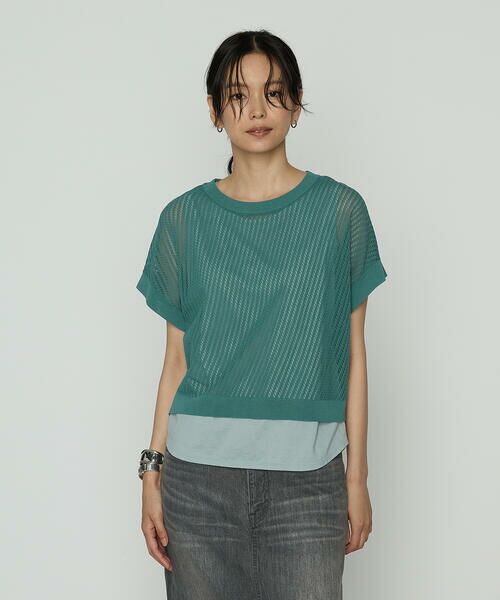 COMME CA COMFORT / コムサ・コンフォート（Lサイズ） その他トップス | 〔 TALLサイズ 〕 透かし編みレース柄 レイヤードニット | 詳細15